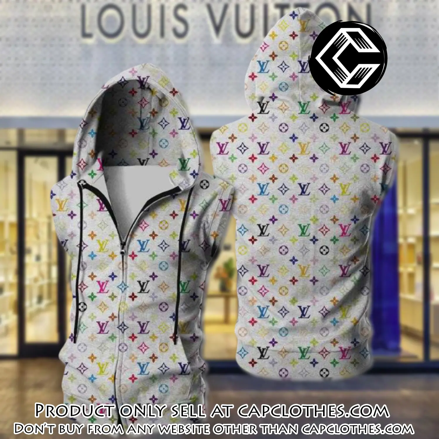 Louis vuitton white unisex sleeveless zip up hoodie luxury for men women szh018 cc5838466
